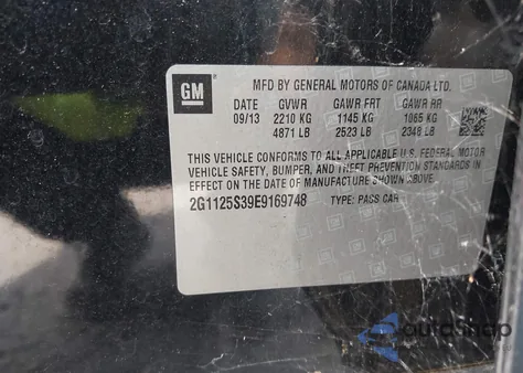 2014 Chevrolet Impala 2Lt from USA, damaged, VIN 2G1125S39E9169748